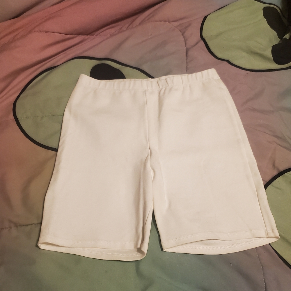 White biker legging shorts